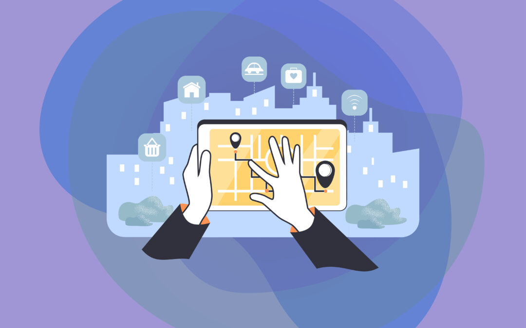 Conceptual digital illustration of conversational AI analytics processing hotel guest review data and sentiment metrics